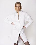 FW-053W | OVERSIZED WHITE POPLIN SHIRT DRESS