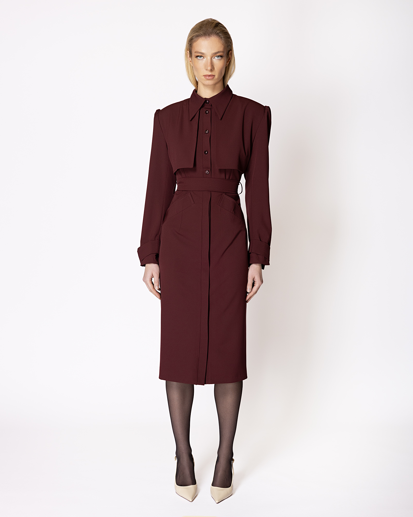 FW054 FW-054 | MIDI SHIRT DRESS WITH OVERLAY - Image 1