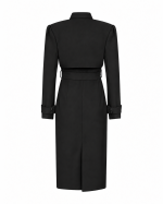 FW-054B | BLACK MIDI SHIRT DRESS WITH BELT AND OVERLAY - Image 3