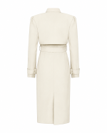 FW-054W | OFF WHITE SHIRT DRESS WITH BELT AND CROPPED OVERLAY - Image 3