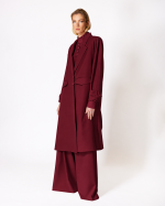 FW-055BR | BURGUNDY COAT WITH WIDE LAPELS AND CUFF STRAPS
