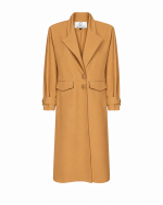 FW-055M | CARAMEL TAN COAT WITH WIDE LAPELS AND CUFF STRAPS - Image 4