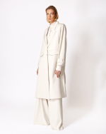 FW-055W | OFF WHITE COAT WITH WIDE LAPELS AND CUFF STRAPS - Image 2