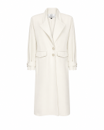 FW-055W | OFF WHITE COAT WITH WIDE LAPELS AND CUFF STRAPS - Image 4