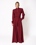 FW-056BR | BURGUNDY HIGH-WAISTED TROUSERS WITH PLEATS AND BELT