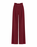 FW-056BR | BURGUNDY HIGH-WAISTED TROUSERS WITH PLEATS AND BELT - Image 2