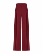 FW-056BR | BURGUNDY HIGH-WAISTED TROUSERS WITH PLEATS AND BELT - Image 3