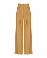 FW-056T | CARAMEL TAN HIGH-WAISTED TROUSERS WITH PLEATS AND BELT - Image 2