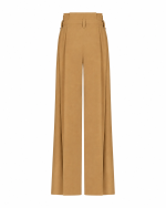 FW-056T | CARAMEL TAN HIGH-WAISTED TROUSERS WITH PLEATS AND BELT - Image 3