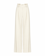 FW-056W | OFF-WHITE HIGH-WAISTED TROUSERS WITH PLEATS AND BELT - Image 2