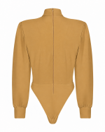 FW-057T | CARAMEL TAN CREPE AND STRETCH JERSEY BODYSUIT - Image 3