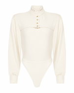 FW-057W | OFF-WHITE CREPE AND STRETCH JERSEY BODYSUIT - Image 2