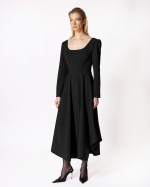 FW-058BR | FITTED MIDI DRESS WITH ASYMMETRIC HEM - Image 7