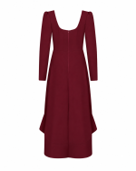 FW-058BR | FITTED MIDI DRESS WITH ASYMMETRIC HEM - Image 3