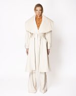 FW-059 | LONGLINE LEATHER COAT WITH OVERSIZED COLLAR