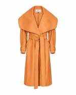 FW-059T | TAN COAT WITH OVERSIZED COLLAR AND BELT - Image 3