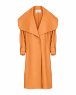 FW-059T | TAN COAT WITH OVERSIZED COLLAR AND BELT - Image 4
