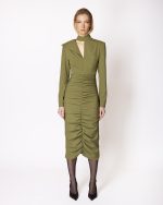 FW-060 | FITTED MIDI DRESS WITH RUCHING - Image 7