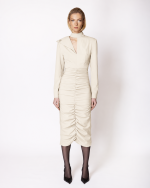 FW-060 | FITTED MIDI DRESS WITH RUCHING