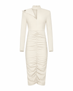 FW-060 | FITTED MIDI DRESS WITH RUCHING - Image 2
