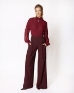 FW-061 | WIDE-LEG JUMPSUIT WITH SHEER SLEEVES