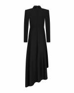 FW-063B | BLACK ASYMMETRIC DRESS WITH COLLAR AND RUFFLE - Image 4