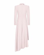 FW-063P | DUSTY PINK ASYMMETRIC DRESS WITH COLLAR AND RUFFLE - Image 4