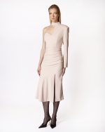FW-064 | ASYMMETRIC MIDI DRESS WITH RUCHING - Image 7