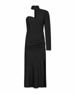 FW-064 | ASYMMETRIC MIDI DRESS WITH RUCHING - Image 2