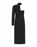 FW-064 | ASYMMETRIC MIDI DRESS WITH RUCHING - Image 3