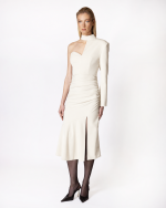 FW-064 | ASYMMETRIC MIDI DRESS WITH RUCHING - Image 4