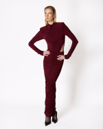 FW-065BR | LONG FITTED RUCHED SKIRT