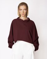 FW-066 | CROPPED TOP WITH OVERSIZED COLLAR AND VOLUMINOUS SLEEVES