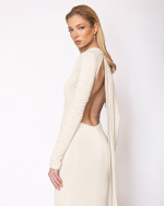 FW-067W | LONG FITTED STRETCH JERSEY DRESS WITH OPEN BACK