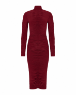 FW-068BR | RUCHED MIDI DRESS WITH HIGH NECK - Image 2