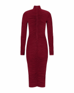 FW-068BR | RUCHED MIDI DRESS WITH HIGH NECK - Image 3