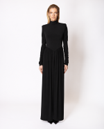 FW-069B | MAXI DRESS WITH V-SHAPED RUCHING