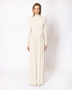 FW-069W | MAXI DRESS WITH RUCHING AND V-SHAPED WAIST