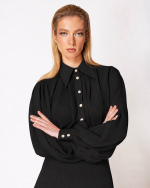 FW-074 | STATEMENT SHIRT WITH VOLUMINOUS SLEEVES AND RUCHED DETAILS - Image 4