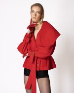 FW-076 | CROPPED COAT WITH OVERSIZED COLLAR - Image 2