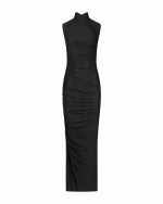 FW-079 | STRETCH TULLE MAXI DRESS WITH DRAPING AND HIGH NECK - Image 8