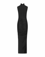 FW-079 | STRETCH TULLE MAXI DRESS WITH DRAPING AND HIGH NECK - Image 9