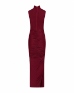 FW-079 | STRETCH TULLE MAXI DRESS WITH DRAPING AND HIGH NECK - Image 6
