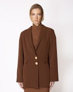 FW-086W | LONGLINE BLAZER WITH TUXEDO COLLAR AND TWO BUTTONS