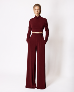 FW-089 | HIGH-WAISTED WIDE-LEG STRETCH JERSEY TROUSERS - Image 4
