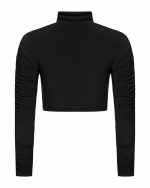 FW-090 | CROPPED STRETCH JERSEY TOP WITH RUCHED SLEEVES - Image 9