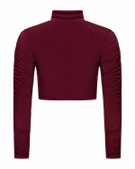 FW-090 | CROPPED STRETCH JERSEY TOP WITH RUCHED SLEEVES - Image 6