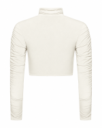 FW-090 | CROPPED STRETCH JERSEY TOP WITH RUCHED SLEEVES - Image 3