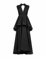 FW-092 | LONG CHIFFON DRESS WITH CROSSOVER BODICE AND ASYMMETRIC FLOUNCE - Image 5