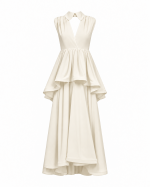 FW-092 | LONG CHIFFON DRESS WITH CROSSOVER BODICE AND ASYMMETRIC FLOUNCE - Image 8